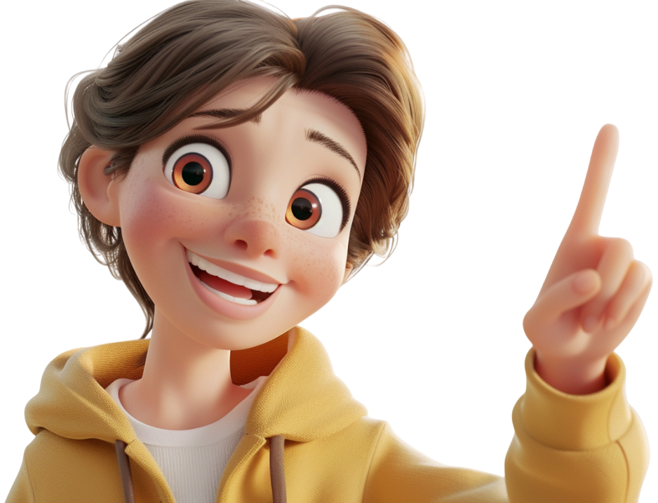 pretty_cartoon_woman_pointing_to_her_right