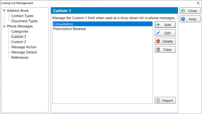 Maintain Custom Field Lists