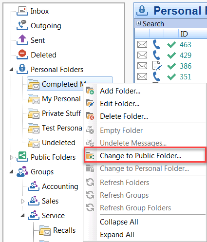 ChangePersonalFolderToPublicFolder