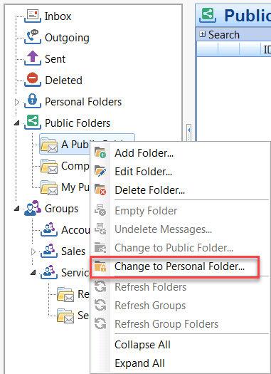 ChangePublicFolderToPersonalFolder