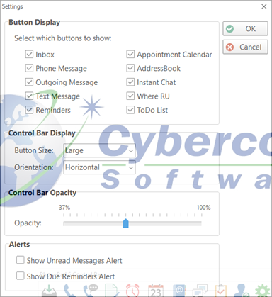 Control Bar Settings Transparency