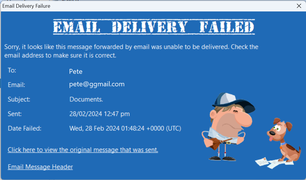 Email Delivery Failure