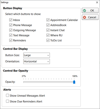 ControlBar Settings